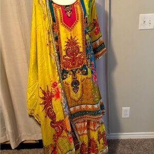 Vibrant Yellow sharara suit